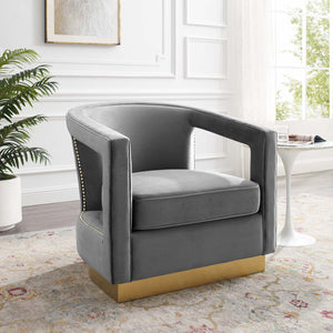 ModwayModway Frolick Performance Velvet Armchair EEI-3888 EEI-3888-GRY- BetterPatio.com