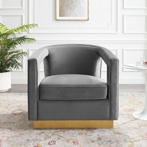 ModwayModway Frolick Performance Velvet Armchair EEI-3888 EEI-3888-GRY- BetterPatio.com