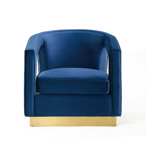 ModwayModway Frolick Performance Velvet Armchair EEI-3888 EEI-3888-NAV- BetterPatio.com