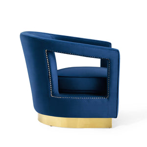 ModwayModway Frolick Performance Velvet Armchair EEI-3888 EEI-3888-NAV- BetterPatio.com