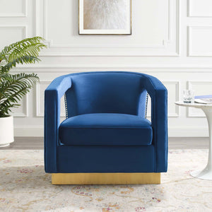 ModwayModway Frolick Performance Velvet Armchair EEI-3888 EEI-3888-NAV- BetterPatio.com