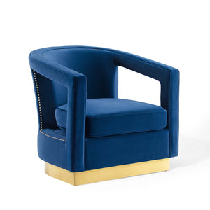 ModwayModway Frolick Performance Velvet Armchair EEI-3888 EEI-3888-NAV- BetterPatio.com