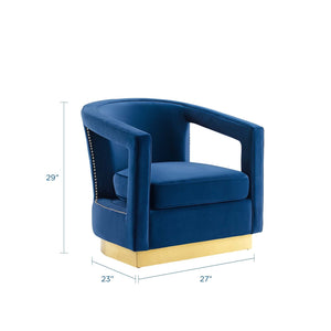 ModwayModway Frolick Performance Velvet Armchair EEI-3888 EEI-3888-NAV- BetterPatio.com