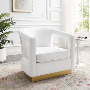 ModwayModway Frolick Performance Velvet Armchair EEI-3888 EEI-3888-WHI- BetterPatio.com