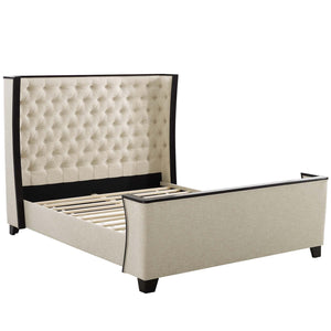 ModwayModway Galia Queen Upholstered Linen Fabric Platform Bed MOD-6052 MOD-6052-BEI- BetterPatio.com