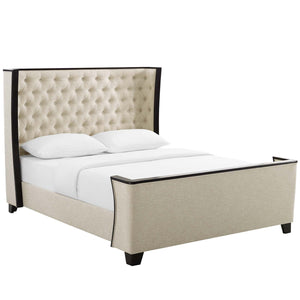 ModwayModway Galia Queen Upholstered Linen Fabric Platform Bed MOD-6052 MOD-6052-BEI- BetterPatio.com