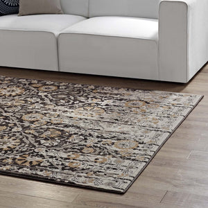 ModwayModway Ganesa Distressed Diamond Floral Lattice 5x8 Area Rug R-1108-58 R-1108A-58- BetterPatio.com