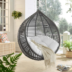 ModwayModway Garner Teardrop Outdoor Patio Swing Chair Without Stand EEI-3637 EEI-3637-GRY-WHI- BetterPatio.com