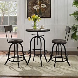 ModwayModway Gather 3 Piece Dining Set EEI-1604 EEI-1604-BLK-SET- BetterPatio.com