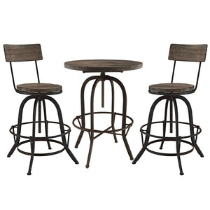 ModwayModway Gather 3 Piece Dining Set EEI-1604 EEI-1604-BRN-SET- BetterPatio.com