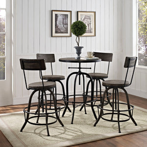 ModwayModway Gather 5 Piece Dining Set EEI-1608 EEI-1608-BLK-SET- BetterPatio.com