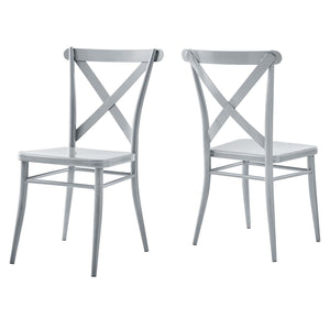 ModwayModway Gear Metal Dining Chairs - Set of 2 EEI-4760 EEI-4760-SLV- BetterPatio.com