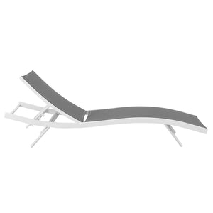 ModwayModway Glimpse Outdoor Patio Mesh Chaise Lounge Chair EEI-3300 EEI-3300-WHI-GRY- BetterPatio.com