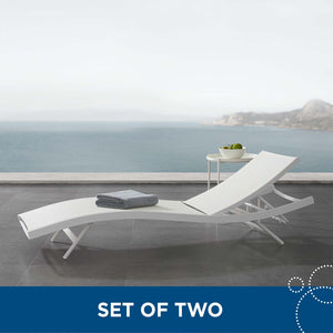 ModwayModway Glimpse Outdoor Patio Mesh Chaise Lounge Set of 2 EEI-4038 EEI-4038-WHI-WHI- BetterPatio.com