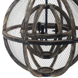 ModwayModway Gravitate Globe Rustic Oak Wood Pendant Light Chandelier EEI-3271 EEI-3271- BetterPatio.com