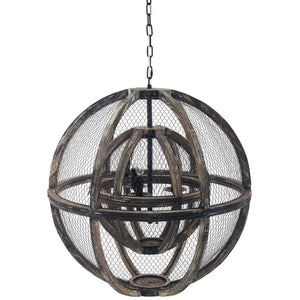 ModwayModway Gravitate Globe Rustic Oak Wood Pendant Light Chandelier EEI-3271 EEI-3271- BetterPatio.com