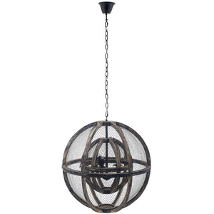 ModwayModway Gravitate Globe Rustic Oak Wood Pendant Light Chandelier EEI-3271 EEI-3271- BetterPatio.com