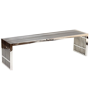 ModwayModway Gridiron Large Stainless Steel Bench EEI-570 EEI-570-SLV- BetterPatio.com