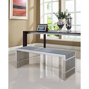 ModwayModway Gridiron Large Stainless Steel Bench EEI-570 EEI-570-SLV- BetterPatio.com