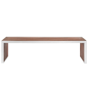 ModwayModway Gridiron Large Wood Inlay Bench EEI-1430 EEI-1430-WAL- BetterPatio.com