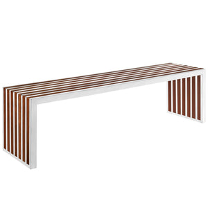 ModwayModway Gridiron Large Wood Inlay Bench EEI-1430 EEI-1430-WAL- BetterPatio.com