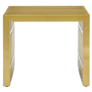 ModwayModway Gridiron Small Stainless Steel Bench EEI-2993 EEI-2993-GLD- BetterPatio.com