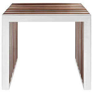 ModwayModway Gridiron Small Wood Inlay Bench EEI-1429 EEI-1429-WAL- BetterPatio.com