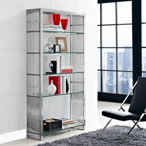 ModwayModway Gridiron Stainless Steel Bookshelf EEI-1432 EEI-1432-SLV- BetterPatio.com