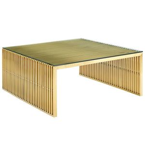 ModwayModway Gridiron Stainless Steel Coffee Table EEI-3037 EEI-3037-GLD- BetterPatio.com