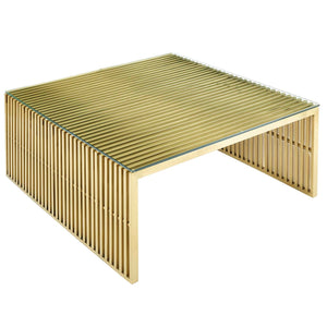 ModwayModway Gridiron Stainless Steel Coffee Table EEI-3037 EEI-3037-GLD- BetterPatio.com