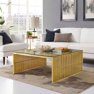 ModwayModway Gridiron Stainless Steel Coffee Table EEI-3037 EEI-3037-GLD- BetterPatio.com