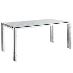 ModwayModway Gridiron Stainless Steel Rectangle Dining Table EEI-1434 EEI-1434-SLV- BetterPatio.com