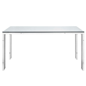 ModwayModway Gridiron Stainless Steel Rectangle Dining Table EEI-1434 EEI-1434-SLV- BetterPatio.com