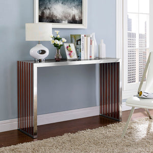 ModwayModway Gridiron Wood Inlay Console Table EEI-1431 EEI-1431-WAL- BetterPatio.com