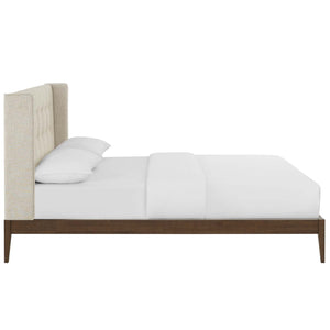 ModwayModway Hadley Queen Wingback Upholstered Polyester Fabric Platform Bed MOD-6003 MOD-6003-BEI- BetterPatio.com