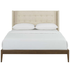 ModwayModway Hadley Queen Wingback Upholstered Polyester Fabric Platform Bed MOD-6003 MOD-6003-BEI- BetterPatio.com