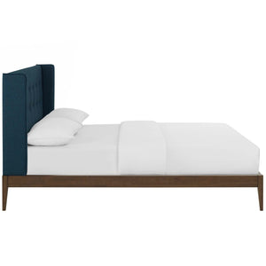 ModwayModway Hadley Queen Wingback Upholstered Polyester Fabric Platform Bed MOD-6003 MOD-6003-BLU- BetterPatio.com