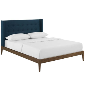 ModwayModway Hadley Queen Wingback Upholstered Polyester Fabric Platform Bed MOD-6003 MOD-6003-BLU- BetterPatio.com