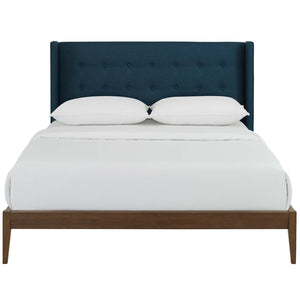 ModwayModway Hadley Queen Wingback Upholstered Polyester Fabric Platform Bed MOD-6003 MOD-6003-BLU- BetterPatio.com