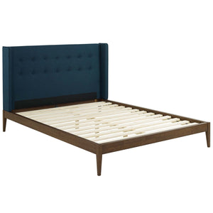 ModwayModway Hadley Queen Wingback Upholstered Polyester Fabric Platform Bed MOD-6003 MOD-6003-BLU- BetterPatio.com