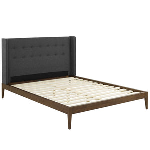 ModwayModway Hadley Queen Wingback Upholstered Polyester Fabric Platform Bed MOD-6003 MOD-6003-GRY- BetterPatio.com