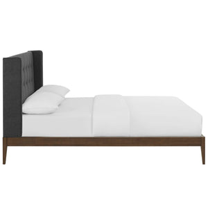 ModwayModway Hadley Queen Wingback Upholstered Polyester Fabric Platform Bed MOD-6003 MOD-6003-GRY- BetterPatio.com