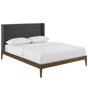 ModwayModway Hadley Queen Wingback Upholstered Polyester Fabric Platform Bed MOD-6003 MOD-6003-GRY- BetterPatio.com