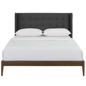 ModwayModway Hadley Queen Wingback Upholstered Polyester Fabric Platform Bed MOD-6003 MOD-6003-GRY- BetterPatio.com