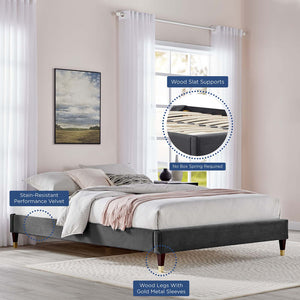 ModwayModway Harlow King Performance Velvet Platform Bed Frame MOD-6271 MOD-6271-CHA- BetterPatio.com