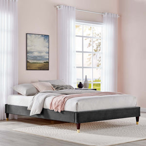 ModwayModway Harlow King Performance Velvet Platform Bed Frame MOD-6271 MOD-6271-CHA- BetterPatio.com