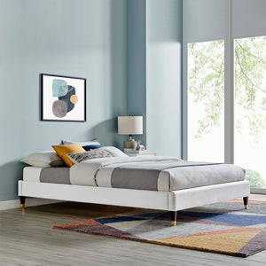 ModwayModway Harlow King Performance Velvet Platform Bed Frame MOD-6271 MOD-6271-LGR- BetterPatio.com