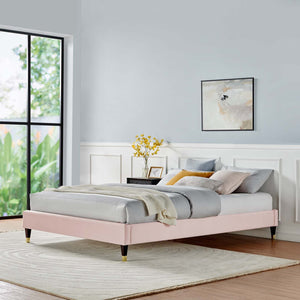 ModwayModway Harlow King Performance Velvet Platform Bed Frame MOD-6271 MOD-6271-PNK- BetterPatio.com