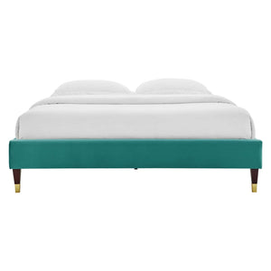 ModwayModway Harlow King Performance Velvet Platform Bed Frame MOD-6271 MOD-6271-TEA- BetterPatio.com