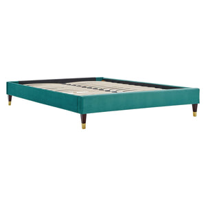 ModwayModway Harlow King Performance Velvet Platform Bed Frame MOD-6271 MOD-6271-TEA- BetterPatio.com